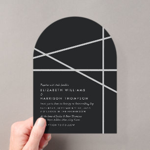 Einfache geometrische Hochzeit im modernen Stil Acryleinladungen