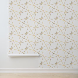 Einfache geometrische Moderne Deko Weiß und Gold Tapete