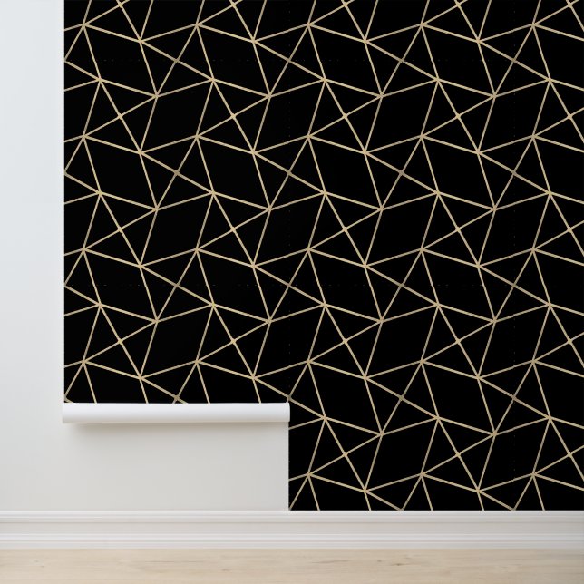 Einfache geometrische Moderne Klasse Deko Black an Tapete (Anwendung)