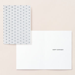 Einfache geometrische Muster Happy Birthday Silver Folienkarte