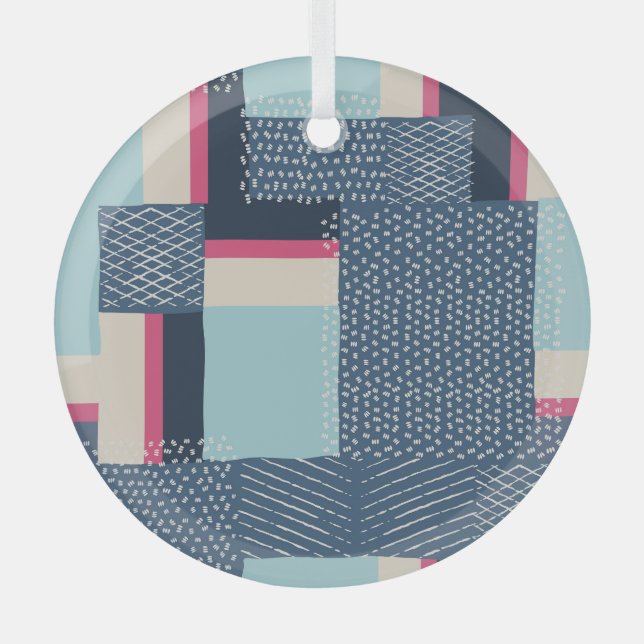 Einfache geometrische Pinselstriche: Farbblock Ornament Aus Glas (Vorderseite)