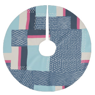 Einfache geometrische Pinselstriche: Farbblock Polyester Weihnachtsbaumdecke
