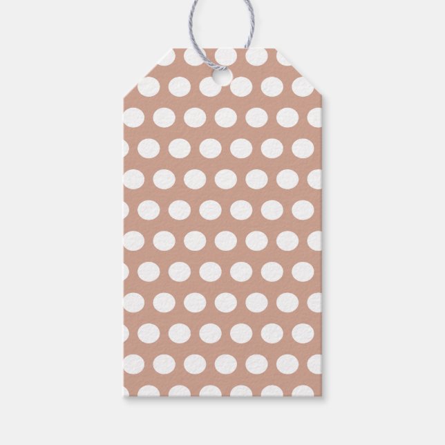 Einfache Gepunktete Beige Geschenketiketten Geschenkanhänger (Vorderseite)
