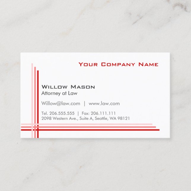 Einfache Gerahmte, Berufliche Visitenkarte (Vorderseite)