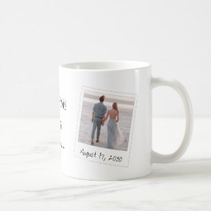 Einfache gerahmte Fotos und handgeschriebener Text Kaffeetasse