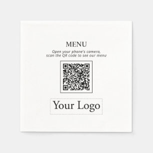 Einfache Geschäftslogos und QR-Code-Menü Napkins Serviette