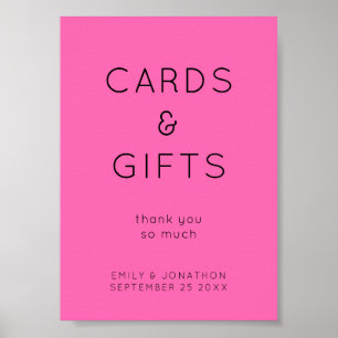 Einfache Geschenke und Karten Hot-Pink-Hochzeitsze Poster