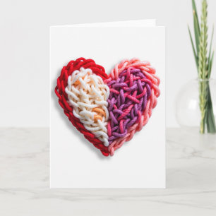 Einfache gestrickte Herzkarte Karte