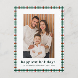 Einfache Gingham-Foto Frohe Weihnachten