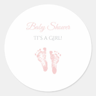 Einfache Girl Baby Dusche Wertvoll Pink Footprints Runder Aufkleber