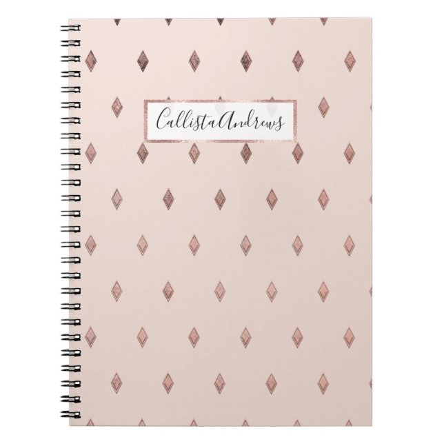 Einfache Girl-Rose Gold Blush Pink Diamond-Muster Notizblock (Vorderseite)