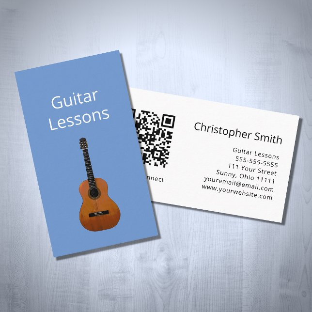 Einfache Gitarrenunterricht QR Code Music Teacher  Visitenkarte (Von Creator hochgeladen)