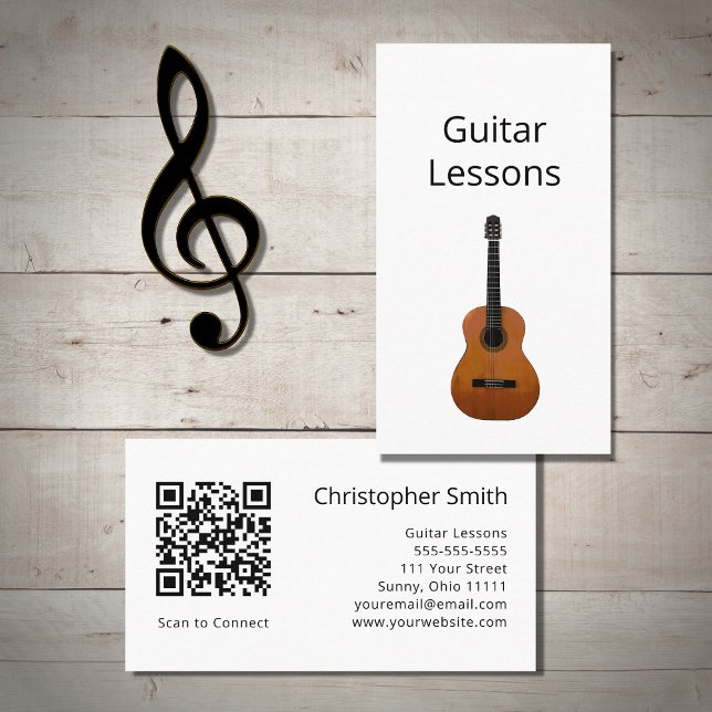 Einfache Gitarrenunterricht QR-Code-Musiklehrer Visitenkarte (Von Creator hochgeladen)