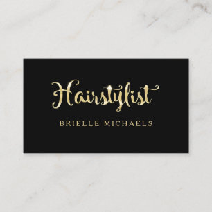 Einfache Glamour IMITATS Schwarz und Gold Friseurs Visitenkarte