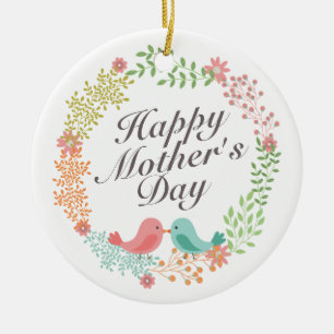 Einfache glückliche Mutter Tag Blumenreste Ornamen Keramik Ornament