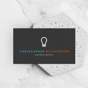 Einfache Glühlampe kontrahierter Text-Elektrischer Visitenkarte