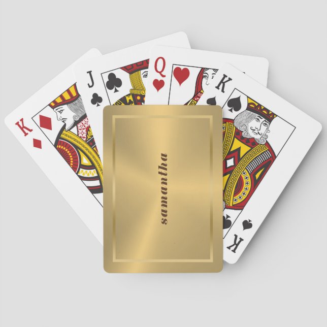 Einfache God-Textur mit Goldgrenzenmonogramm Spielkarten (Rückseite)