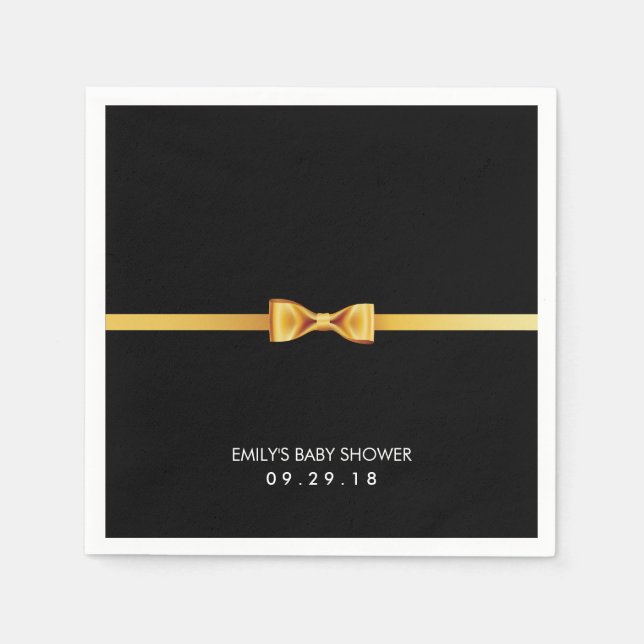 Einfache Gold Bow Krawatte Kinderdusche Serviette (Vorderseite)
