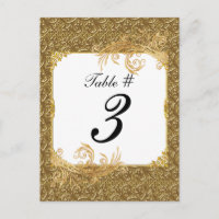 Einfache Gold Elegance Hochzeit-Tischnummer-Karten