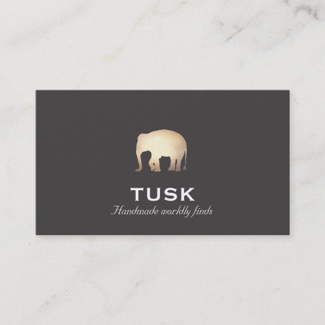 Einfache Gold Foil Look Elephant Black Business Ca Visitenkarte (Vorderseite)