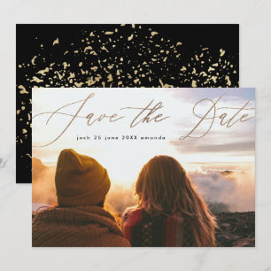 Einfache Gold Foil Moderne Kalligrafie Die Hochzei Save The Date