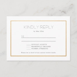 Einfache Gold Frame Hochzeit Rsvp Antwortkarte - B Karte