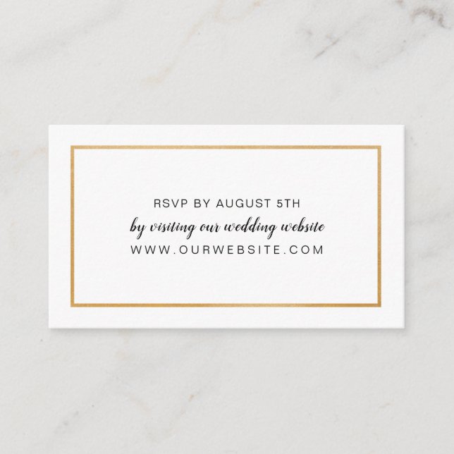 Einfache Gold Frame Hochzeit RSVP Online-Karte Begleitkarte (Vorderseite)