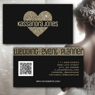 Einfache Gold Glitzer Liebe Herzstück Schwarzer Ch Visitenkarte
