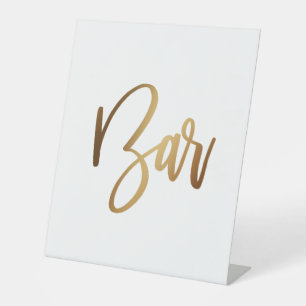Einfache Gold-Handschrift-Typografie Bar Sockelschild