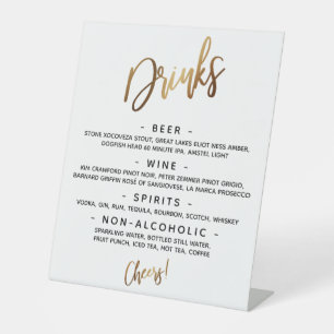 Einfache Gold-Handschrift-Typografie "Drinks"-Spei Sockelschild