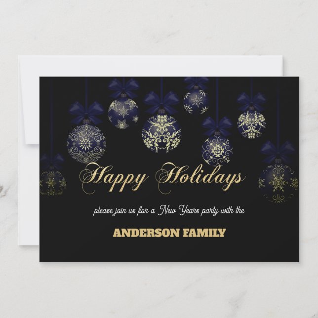 Einfache Gold Happy New Year Cards Einladung (Vorderseite)