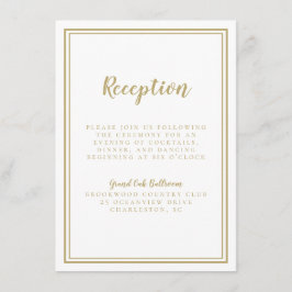 Einfache Gold Hochzeitsempfehlung Moderne schicke  Begleitkarte