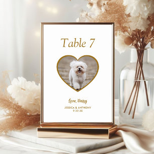 Einfache Gold-Hund-Foto-Hochzeit Tischnummer