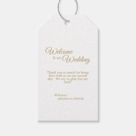 Einfache Gold-Kalligrafie-Hochzeitsmarken Geschenkanhänger