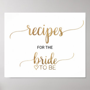 Einfache Gold-Kalligrafie-Rezepte für das Braut-Sc Poster