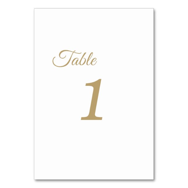 Einfache Gold-Kalligrafie-Tischnummern unterzeichn Tischnummer (Vorderseite)