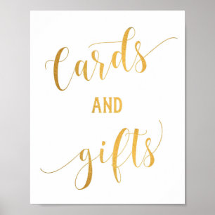 Einfache Gold-Kalligrafiekarten und Geschenke-Schi Poster