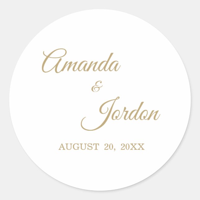 Einfache Gold-Kalligraphie-Aufkleber Runder Aufkleber (Vorderseite)