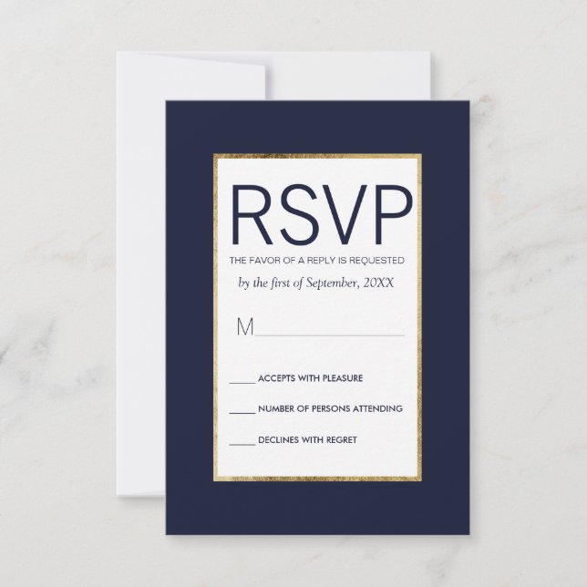 Einfache Gold-Linde-blaue RSVP-Karten RSVP Karte (Vorderseite)