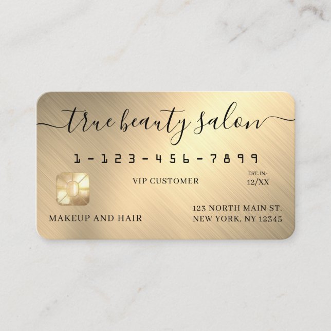 Einfache Gold Metallic Signature Script Kreditkart Visitenkarte (Vorderseite)