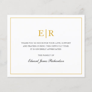 Einfache Gold Monogram Beerdigung Budget Danke Kar