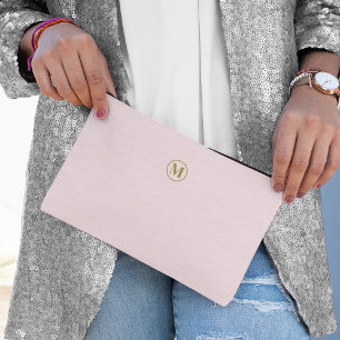 Einfache Gold Monogram Blush Pink Feminine Girl Zubehörtasche