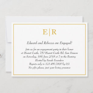 Einfache Gold Monogram Elegante Engagement Party Einladung
