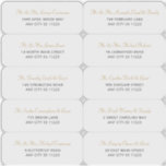 Einfache Gold Name Wedding Guest Address Labels<br><div class="desc">Einfache Goldname Hochzeitsgast-Adressetiketten. Fügen Sie Ihren Gästennamen und -adressen durch Kopieren, Einfügen oder Eintippen individuell zu diesen Labels hinzu. Sie erhalten 10 Etiketten pro Blatt bei ca. 3"x1". Für 10 Gäste müssen Sie ein Blatt bestellen. Bitte kontaktieren Sie mich direkt unter info@lemontreecards.com für individuelle Design/Farbwünsche, um Ihre Hochzeitssuite zu erfüllen....</div>