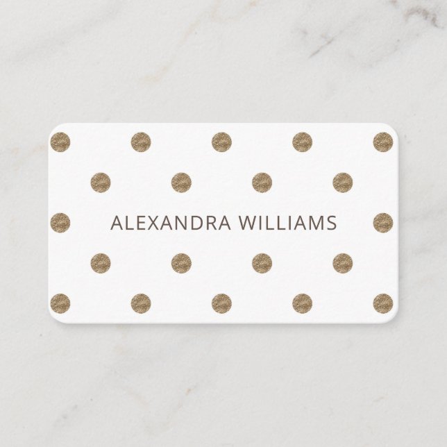 Einfache Gold Polka Dots Muster Chic White Visitenkarte (Vorderseite)
