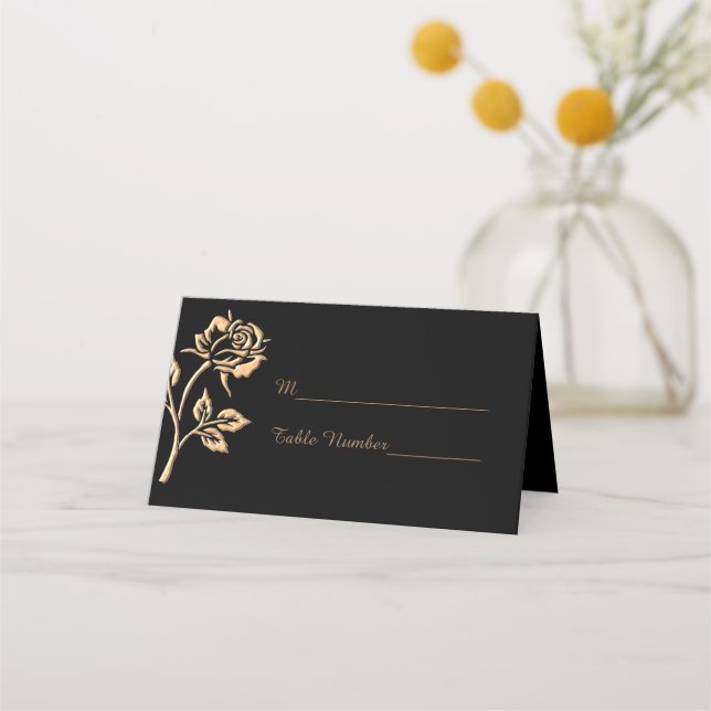 Einfache Gold-Rose Platzkarte (Vorderseite)