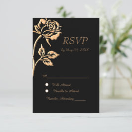 Einfache Gold-Rose RSVP Karte