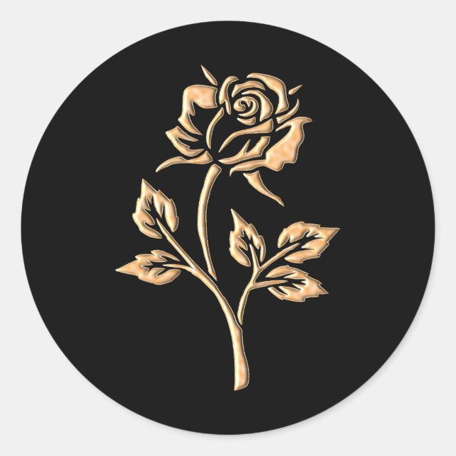 Einfache Gold-Rose Runder Aufkleber (Vorderseite)