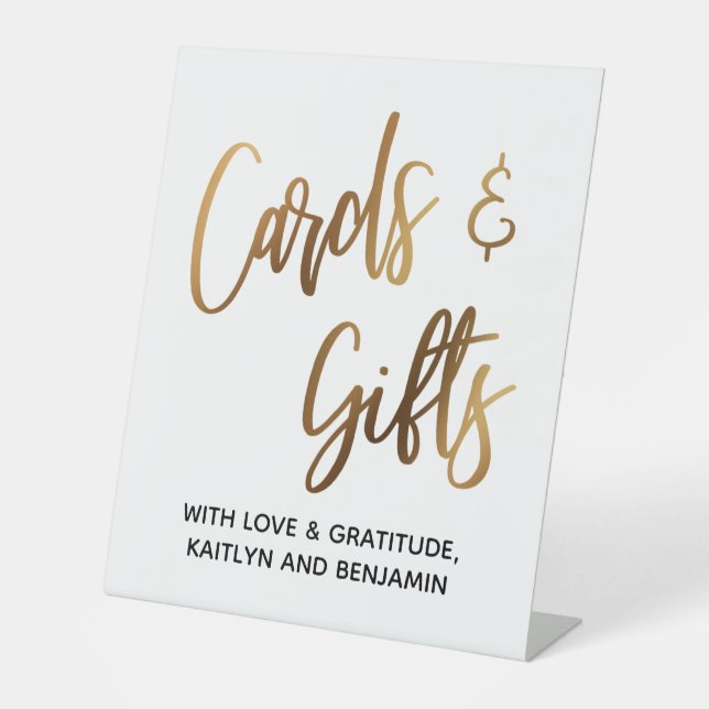 Einfache Gold Typografie-Karten und -Geschenke Sockelschild (Vorderseite)