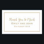 Einfache Gold-Typografie und Frame-Gastgeschenk Ho Rechteckiger Aufkleber<br><div class="desc">Praktische Aufkleber für Ihre Gastgeschenke Hochzeiten,  um die Minimalistische Gold Hochzeitskollektion zu erfüllen. Personalisieren Sie den Text einfach,  und Sie können den Hintergrund und die Textfarben ändern,  wenn Sie möchten.</div>